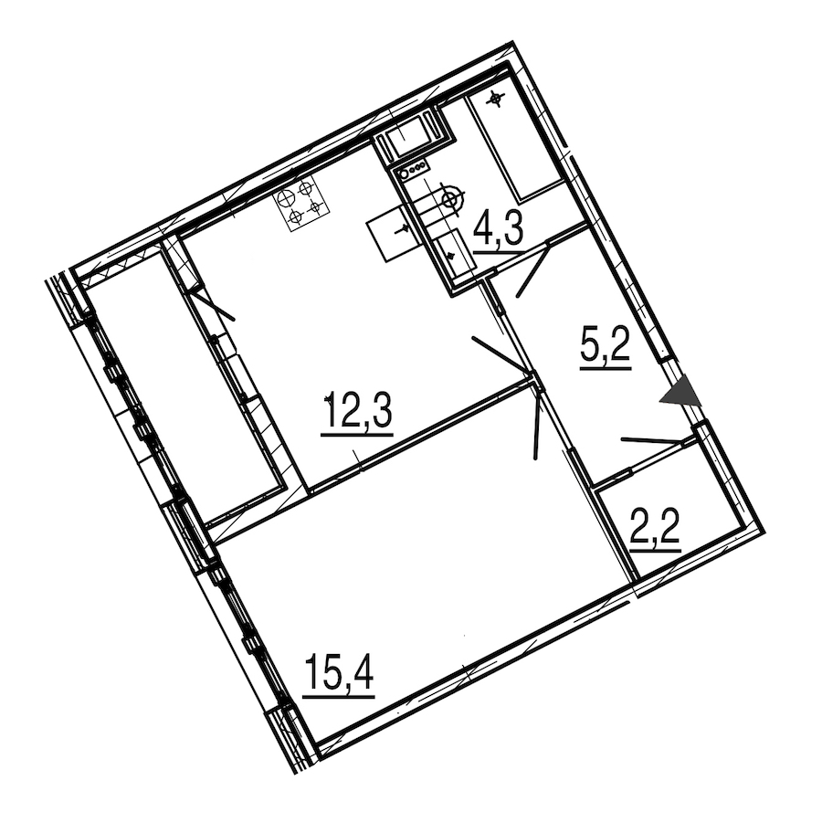 Однокомнатная квартира в : площадь 41.6 м2 , этаж: 4 – купить в Санкт-Петербурге
